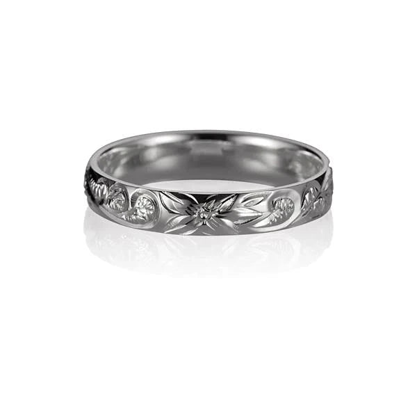 Hawaiian 925 Sterling Silver queen Design Ring with 4mm width, featuring intricate detailing and a polished finish.