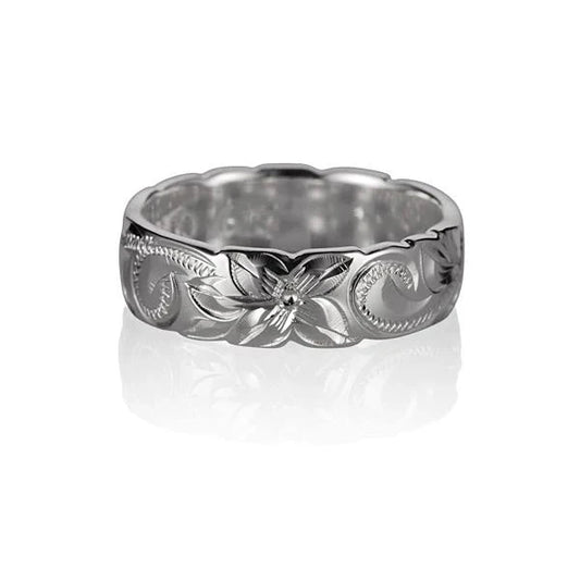 6mm sterling silver scroll ring by Ashley's Gift Shop, featuring intricate engraved design, made from high-quality 925 sterling silver.