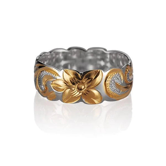 Sterling silver 8mm Queen Design ring for 2T YG, featuring a detailed crown pattern, crafted by Ashley's Gift Shop.