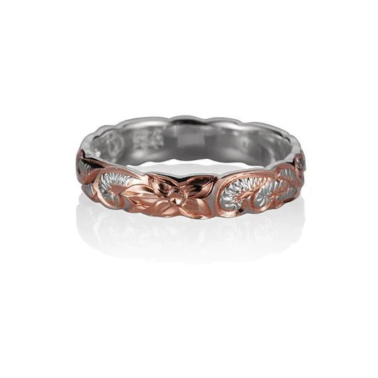 Sterling silver C/O Queen 2T PG Plate Ring with 4mm band, showcasing a polished finish and intricate detailing.