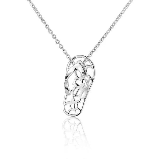 Sterling silver 3Honu slipper pendant featuring a simple, elegant design, perfect for jewelry and necklace accessories.