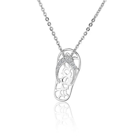 Sterling silver 7CZ 3Honu slipper pendant with gemstone accents, crafted in 925 silver, showcasing intricate design.