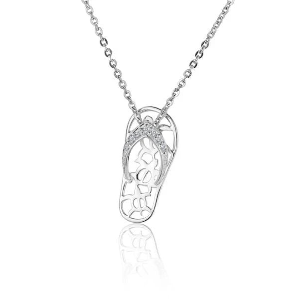 Hawaiian 925 Sterling Silver 7CZ 3Honu slipper pendant featuring intricate design.