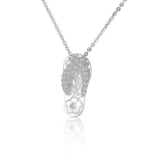 Sterling silver 18CZ scroll slipper pendant featuring intricate design, perfect for necklaces or jewelry accessories.