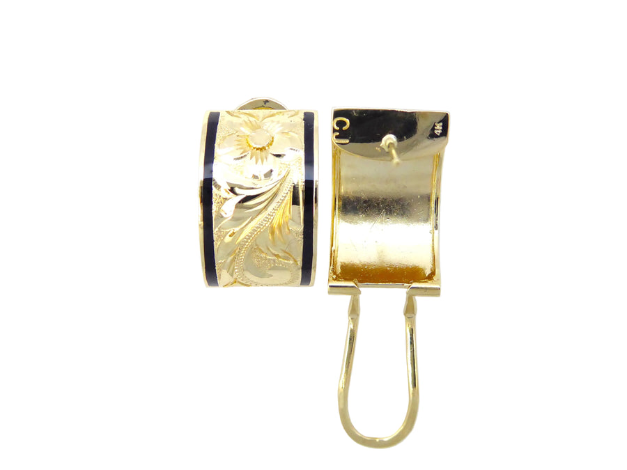 Hawaiian 14K Gold straight clip earring, 12mm size with sleek design.