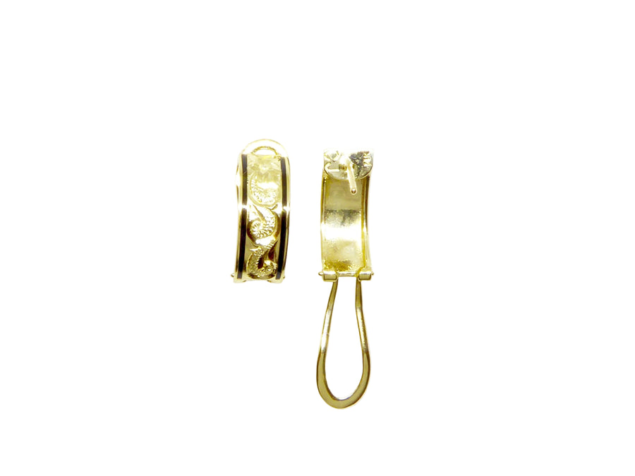 Hawaiian 14K Gold straight clip earring, 6mm size, shiny and sleek jewelry accessory with a secure clip-on design.