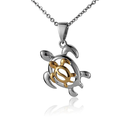 Swimming Honu-Honu 2T pendant featuring a turtle design, crafted by Ashley's Gift Shop, displayed against a neutral background.