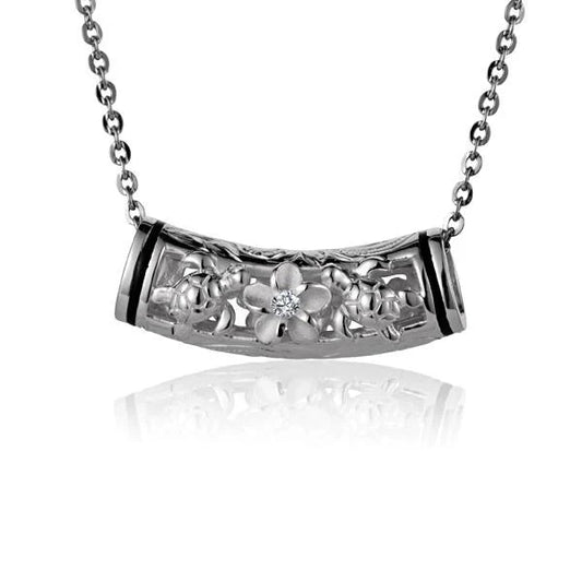 Sterling silver T-F-T Tube Slider B/B Pendant with engraved design, featuring a sleek, modern jewelry piece from Ashley's Gift Shop.