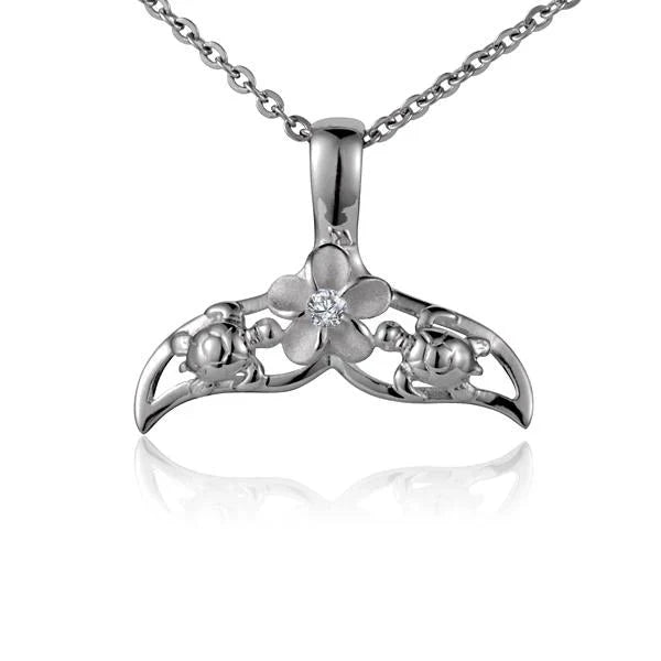 Hawaiian 925 Sterling Silver t-F-T Whaletail pendant featuring a detailed whale tail design.