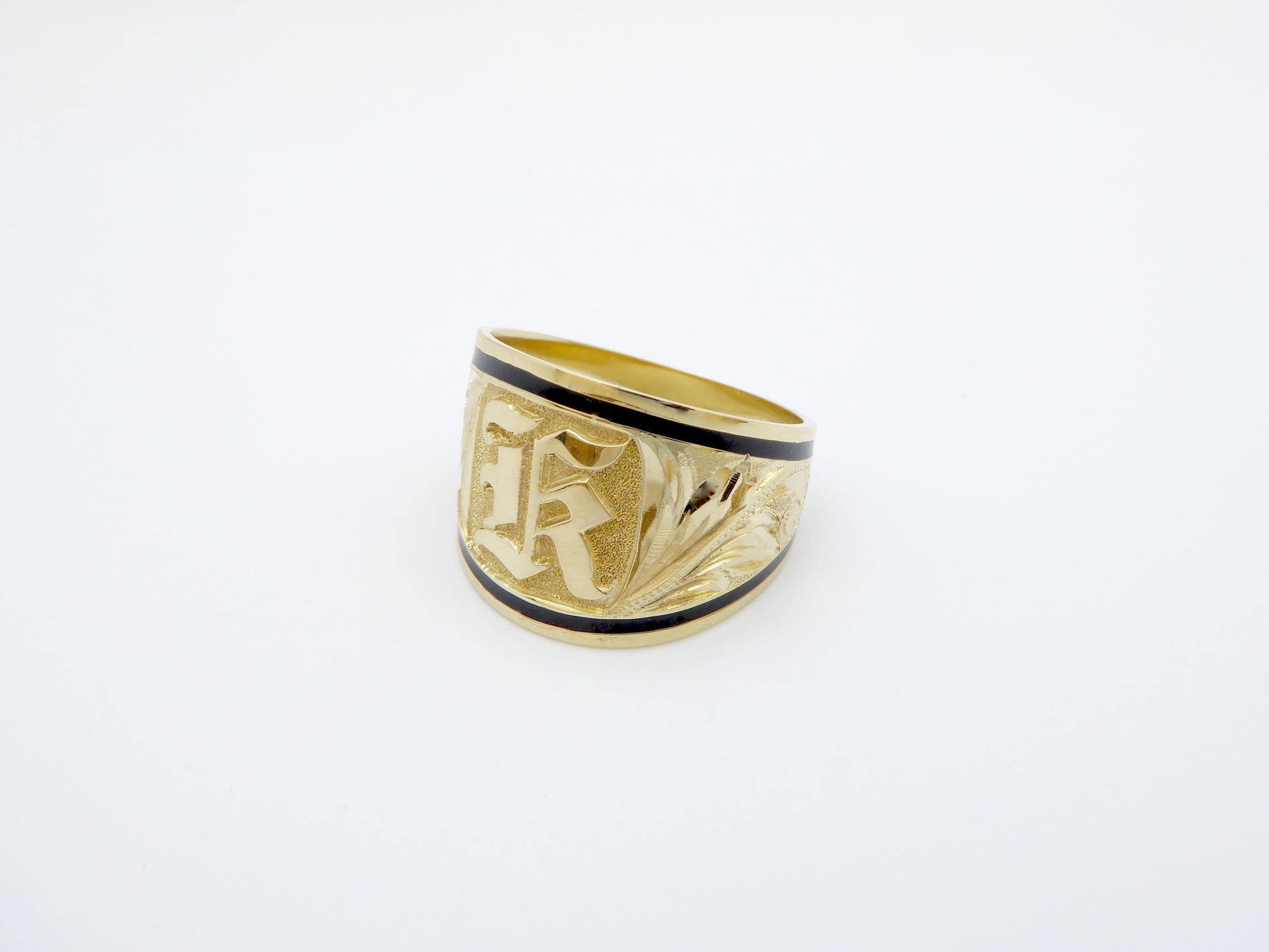 Tapered Ring w/ Raised Initial Engraving - 15mm image 0