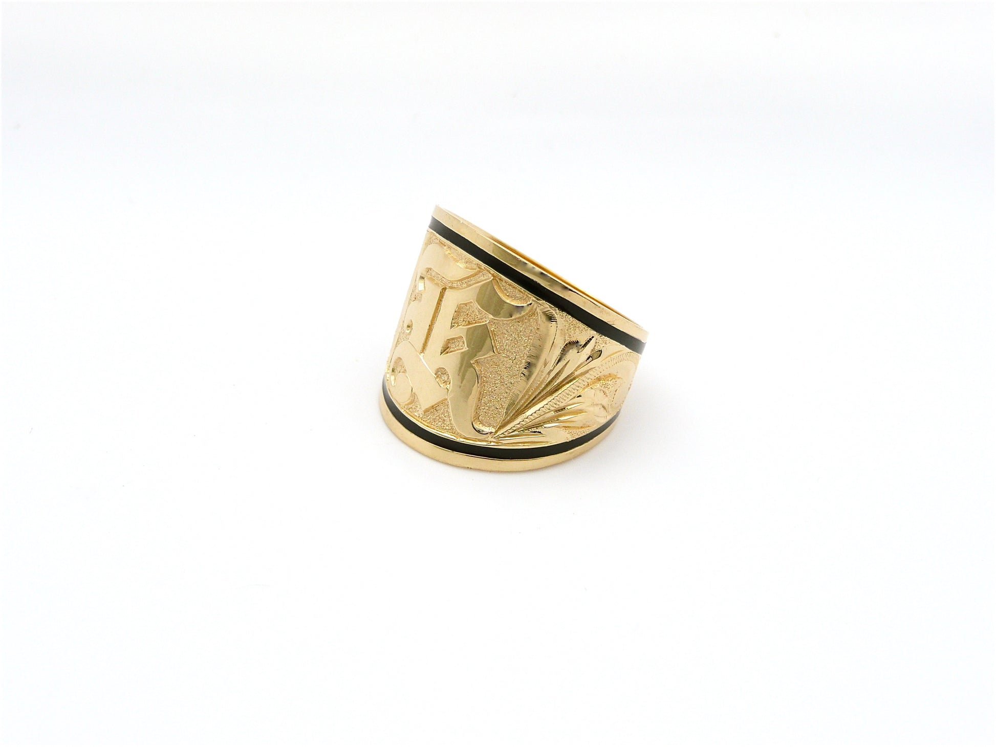 Tapered Ring w/ Raised Initial Engraving - 18mm image 0