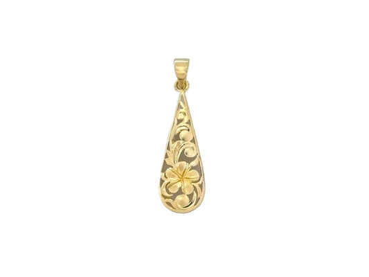14K Teardrop Plumeria Pendant — Hawaiian jewelry from Ashley's Gift Shop