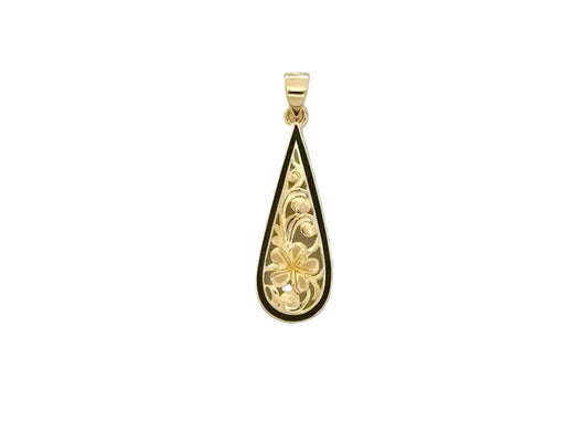 14K Teardrop Plumeria Pendant — Hawaiian jewelry from Ashley's Gift Shop