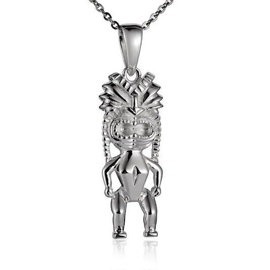 Colorful Tiki pendant necklace from Ashley's Gift Shop featuring a carved wooden tiki design on a cord.