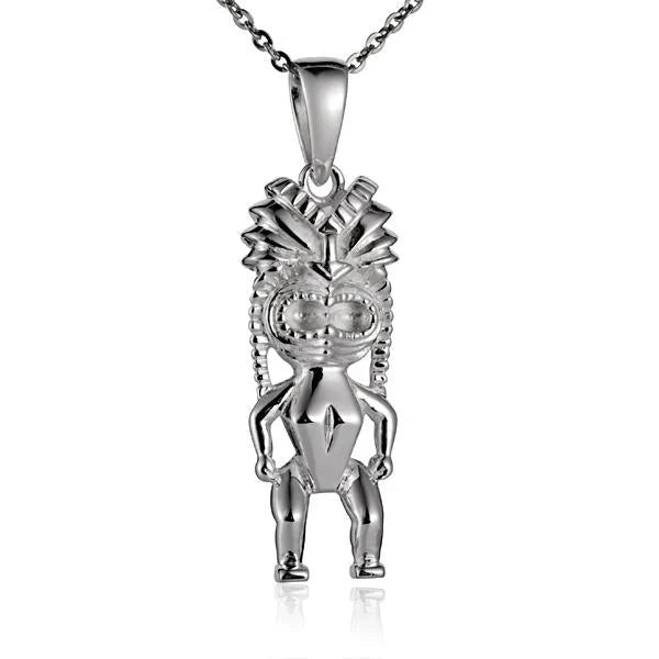 Hawaiian 925 Sterling Silver tiki pendant pendant with intricate carved design, crafted from 925 silver, suitable.
