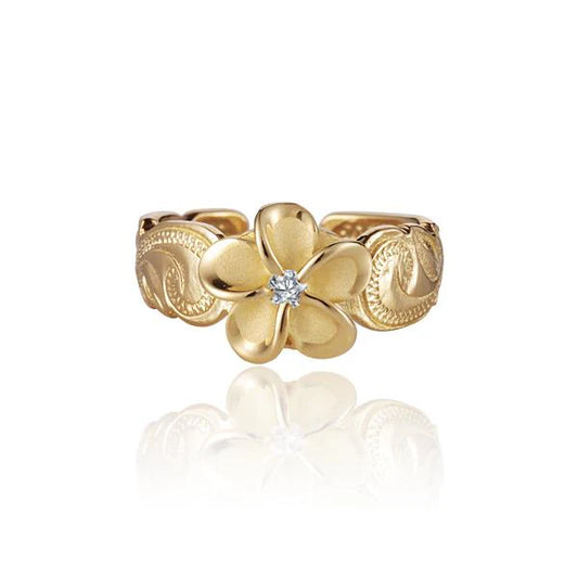Sterling silver Plumeria CZ toe ring featuring an 8mm flower design, crafted from 925 sterling silver.