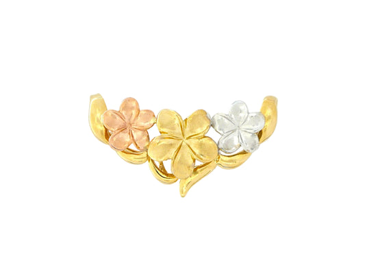 14K Tri-Color 3 Flower Slide Pendant - Medium — Hawaiian jewelry from Ashley's Gift Shop