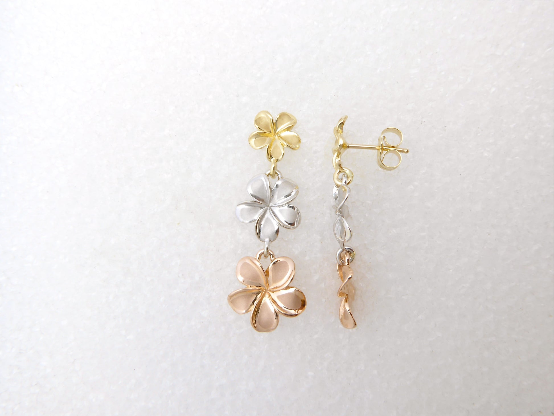 Tri-color Plumeria #1,2,3 #Stud Earring image 0