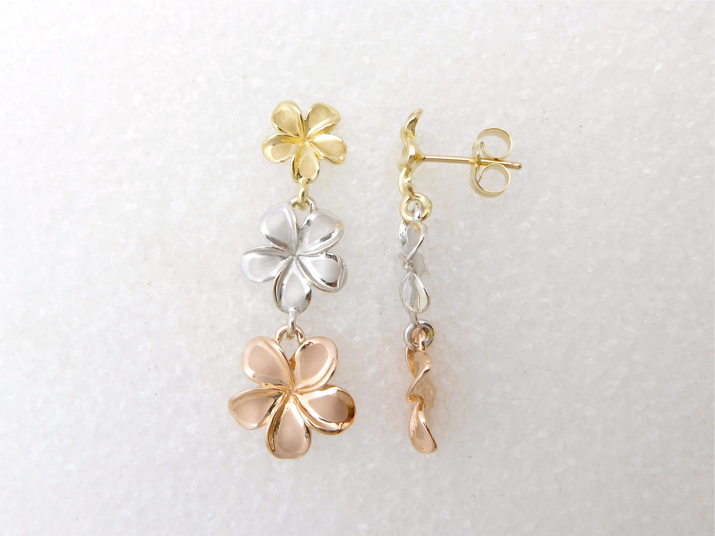 Tri-color Plumeria #2,3,4 #Stud Earring image 0