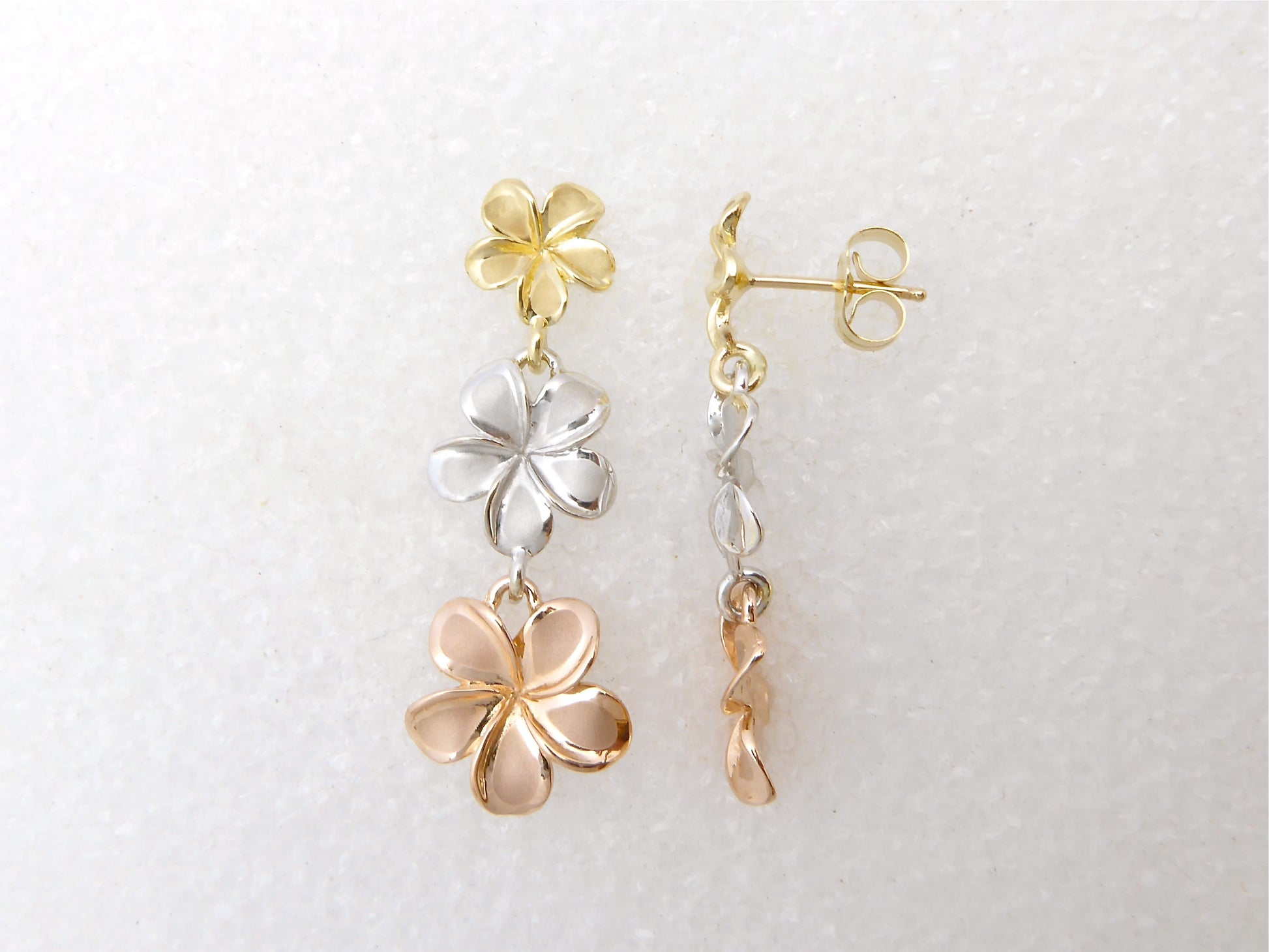 Tri-color Plumeria #2,3,4 #Stud Earring image 0