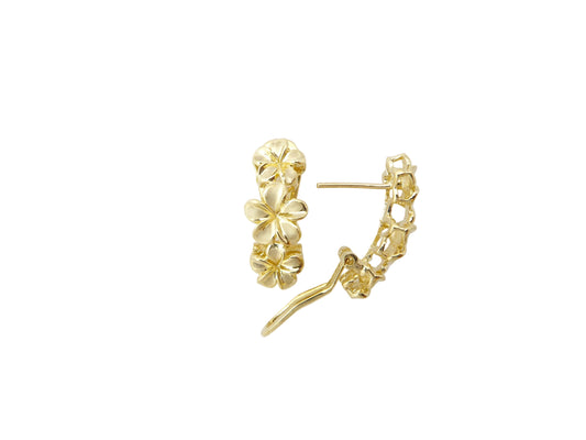 14K Triple Plumeria Basket Earring — Hawaiian jewelry from Ashley's Gift Shop
