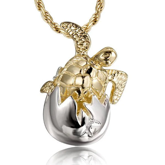 Yellow gold Turtle Egg 2T pendant featuring a turtle-shaped design, crafted by Ashley's Gift Shop.