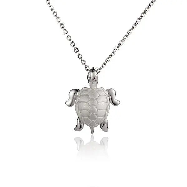 Hawaiian 925 Sterling Silver turtle pendant, small size, detailed design.