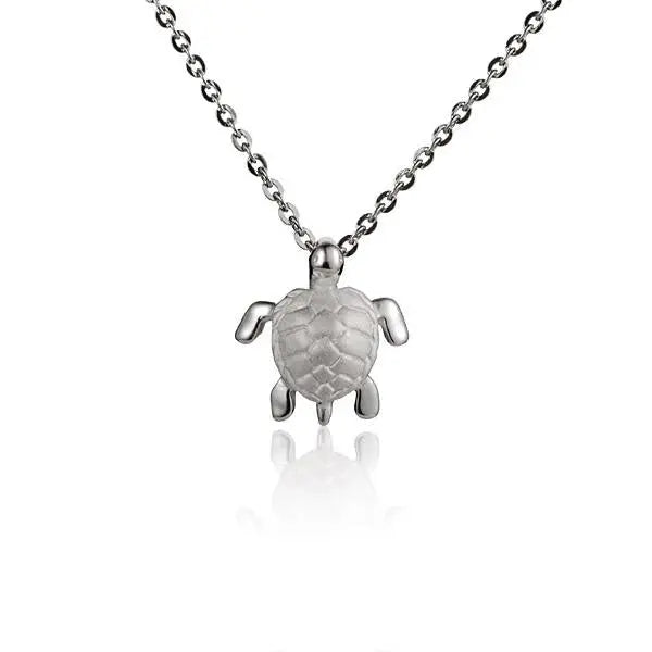 Hawaiian 925 Sterling Silver turtle pendant, small size, crafted with detailed design.