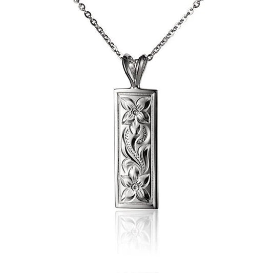Vertical Scroll Pendant 10mm jewelry from Ashley's Gift Shop, featuring intricate scroll design in a close-up view.