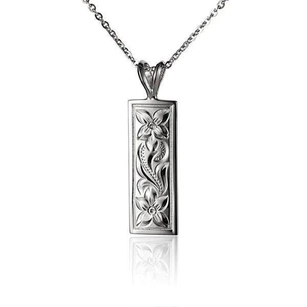 Hawaiian 925 Sterling Silver vertical scroll pendant, 10mm, featuring intricate scroll design, crafted for elegant jewelry.