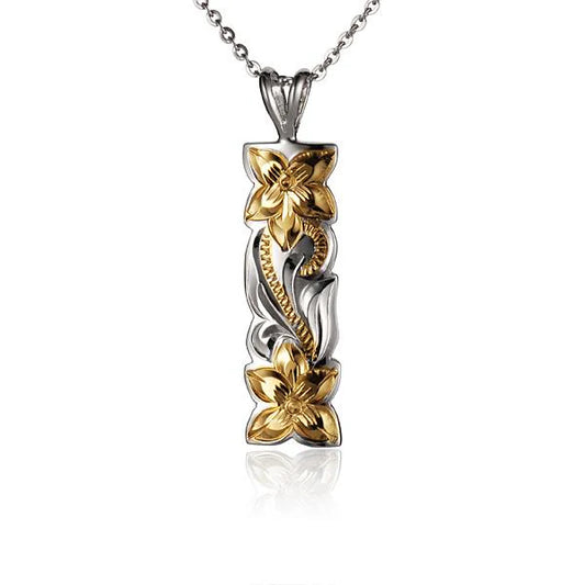 Silver vertical scroll pendant with 10mm size, featuring intricate engraved details, ideal for necklaces or jewelry accessories.