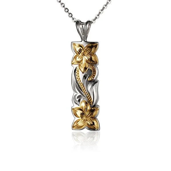 Hawaiian 925 Sterling Silver vertical scroll pendant, 10mm size.