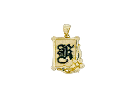 14K Wood Frame Pendant w/Init — Hawaiian jewelry from Ashley's Gift Shop