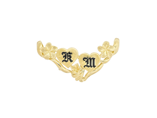 14K Plum. Slide w/Dbl Heart Init. — Hawaiian jewelry from Ashley's Gift Shop