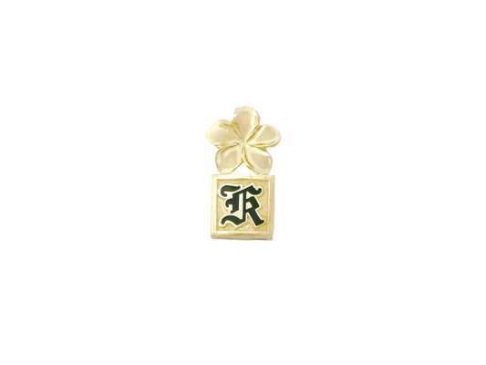 14K Plumeria Init.Square Pend/Low — Hawaiian jewelry from Ashley's Gift Shop