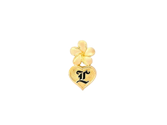14K Plumeria Init. Heart Pend/Low — Hawaiian jewelry from Ashley's Gift Shop