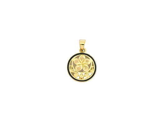14K Round Plumeria Pendant BB Sm. — Hawaiian jewelry from Ashley's Gift Shop