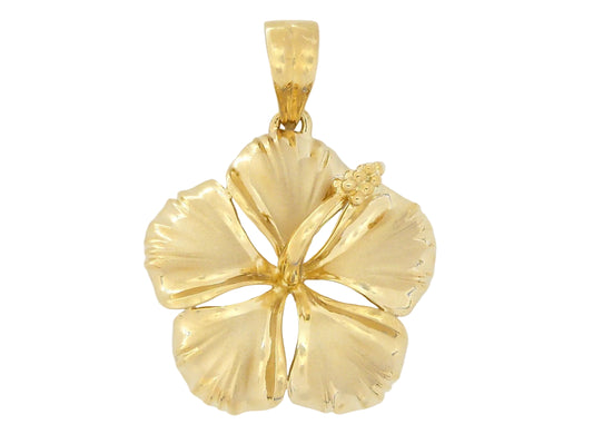 14K Hibiscus Pendant #7 — Hawaiian jewelry from Ashley's Gift Shop