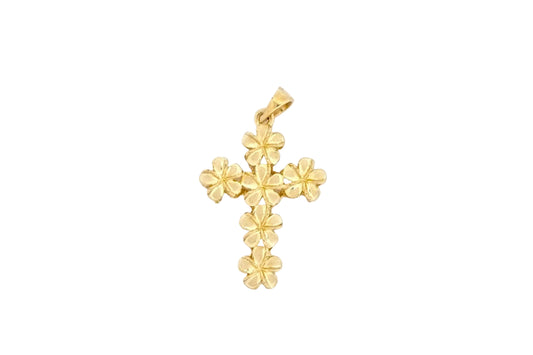14K Plumeria Basket Cross — Hawaiian jewelry from Ashley's Gift Shop