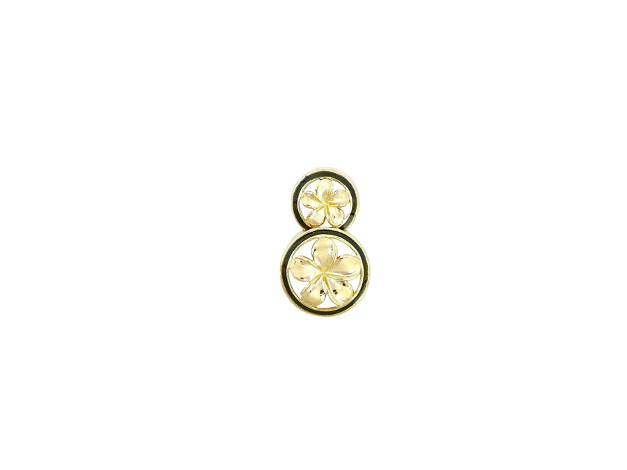 Hawaiian 14K Gold 2-tiered circle pendant necklace with #1 and #2 layered circles.