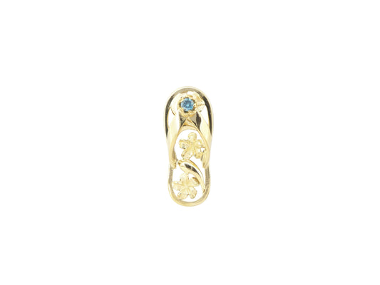 14K SlipperPdC/O PlumLg w/Blue Dia — Hawaiian jewelry from Ashley's Gift Shop