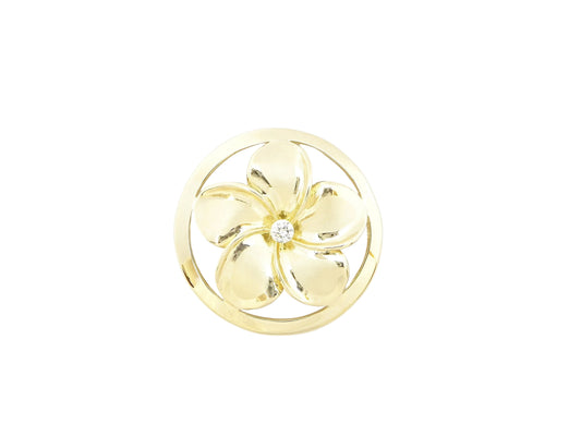 14K #5 Circle Plumeria Pendant PL — Hawaiian jewelry from Ashley's Gift Shop