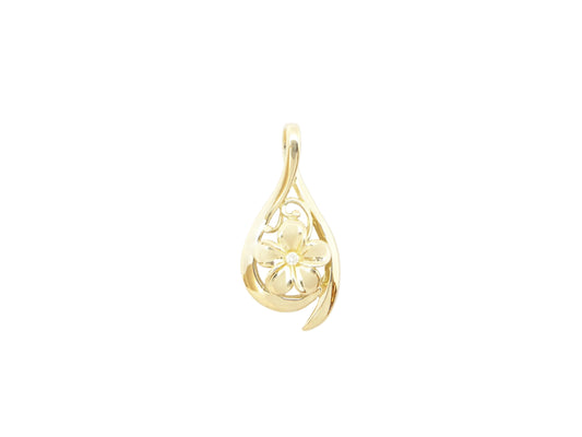 14K Dew Drop #2 Plumeria Pendant PL — Hawaiian jewelry from Ashley's Gift Shop