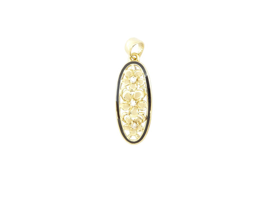 14K 3 Plumeria Tapered Pend. w/Frame BB — Hawaiian jewelry from Ashley's Gift Shop