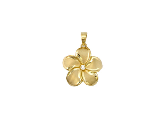 14K Plumeria Pend #5 w/5 pt. diam. — Hawaiian jewelry from Ashley's Gift Shop