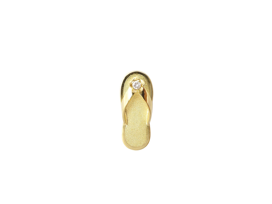 Hawaiian 14K Gold slipper pendant with 5-point diamond accent, elegant jewelry piece featuring detailed craftsmanship.