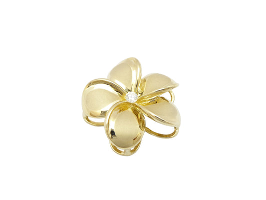 14K Plumeria Drop #7 w/10 pt.diamond — Hawaiian jewelry from Ashley's Gift Shop