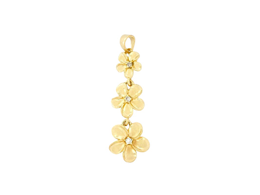 14K Plumeria #123 Pendant w/7 pt.tw dia — Hawaiian jewelry from Ashley's Gift Shop