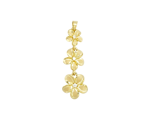 14K Plumeria #234 Pendant w/8 pt.tw dia — Hawaiian jewelry from Ashley's Gift Shop