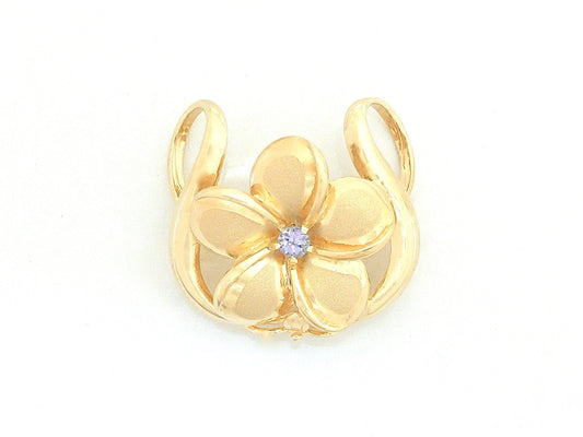 14K Plumeria #7 Slide w/Tanzanite — Hawaiian jewelry from Ashley's Gift Shop